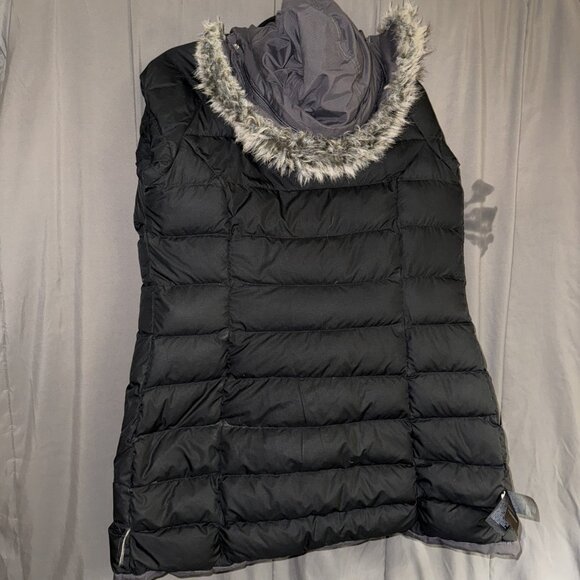 The North Face Parka Womens Small Goose Down Gray FAUX Fur Trim Belted Puffer - Picture 9 of 16